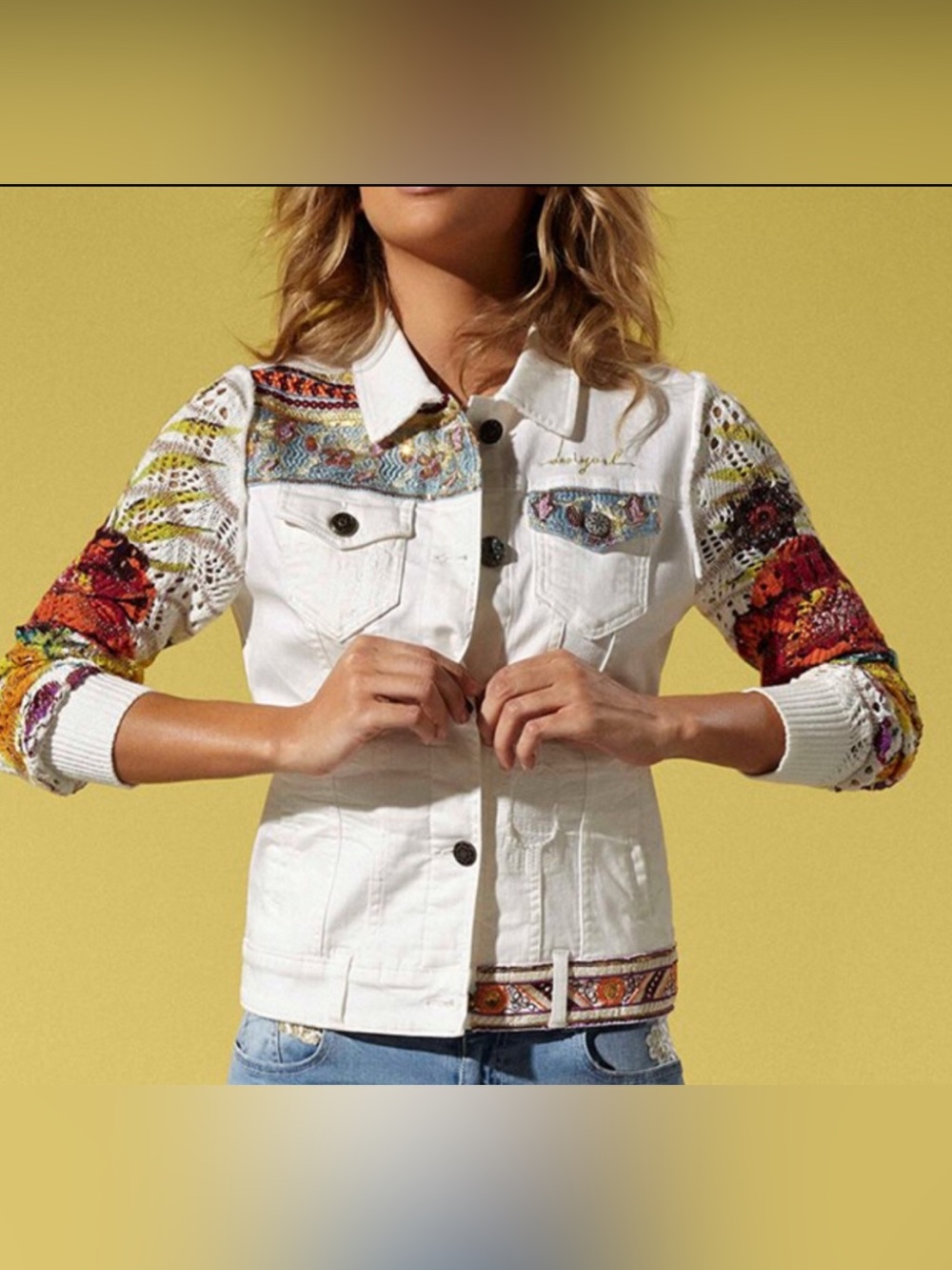 Desigual White Denim Jacket Sz.38